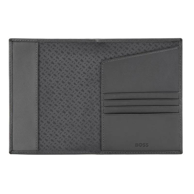 Hugo Boss Калъф за паспорт Saffiano, сив