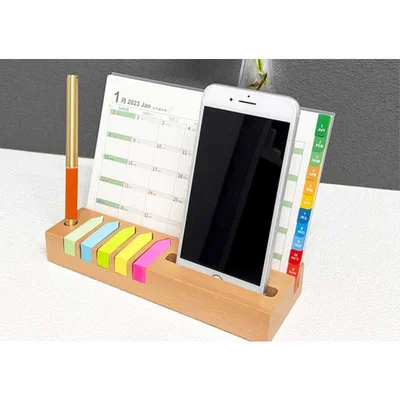 Office 1 Поставка Green, с календар и листчета, бамбукова, 21 х 7 cm