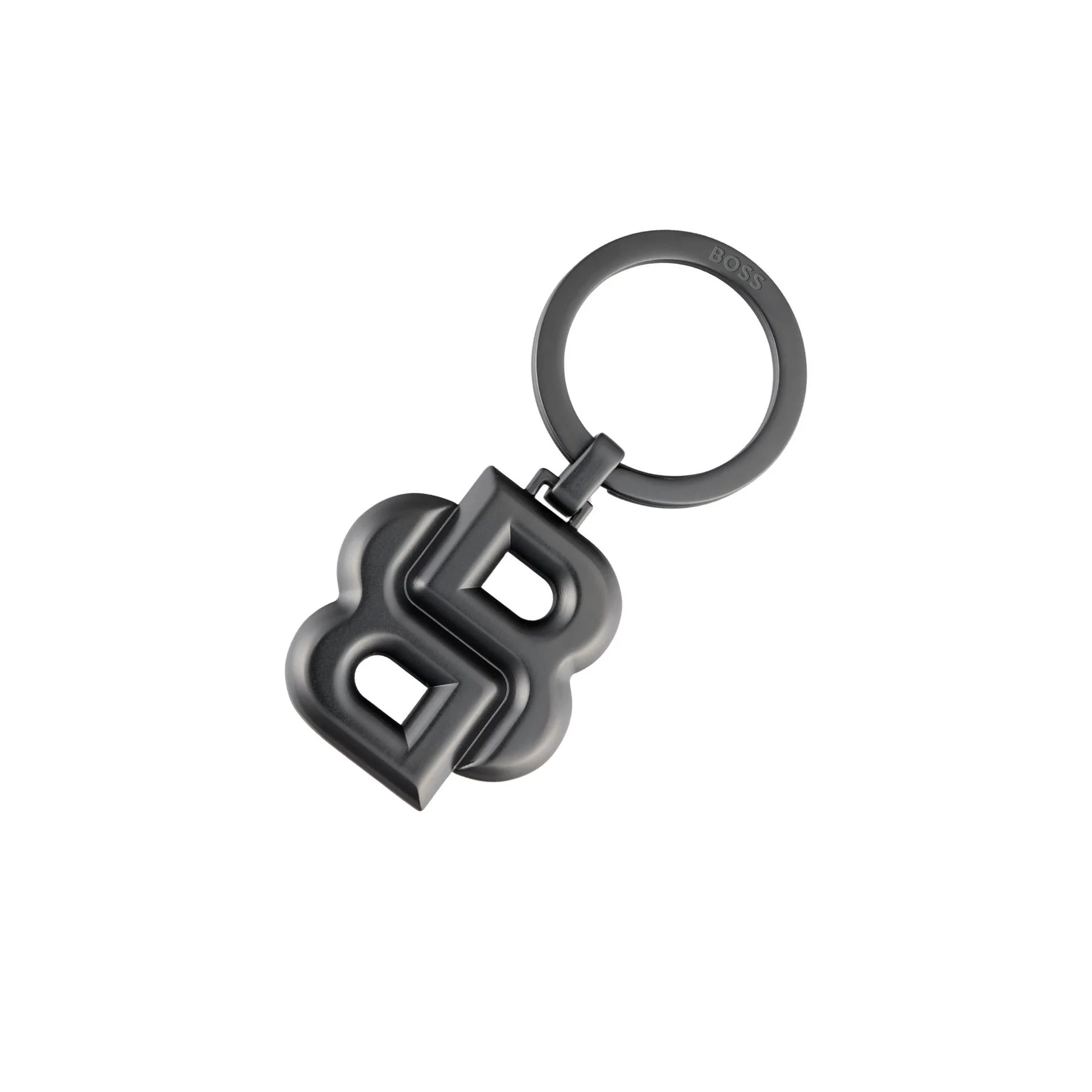 Hugo Boss Ключодържател Double B, тъмносив мат