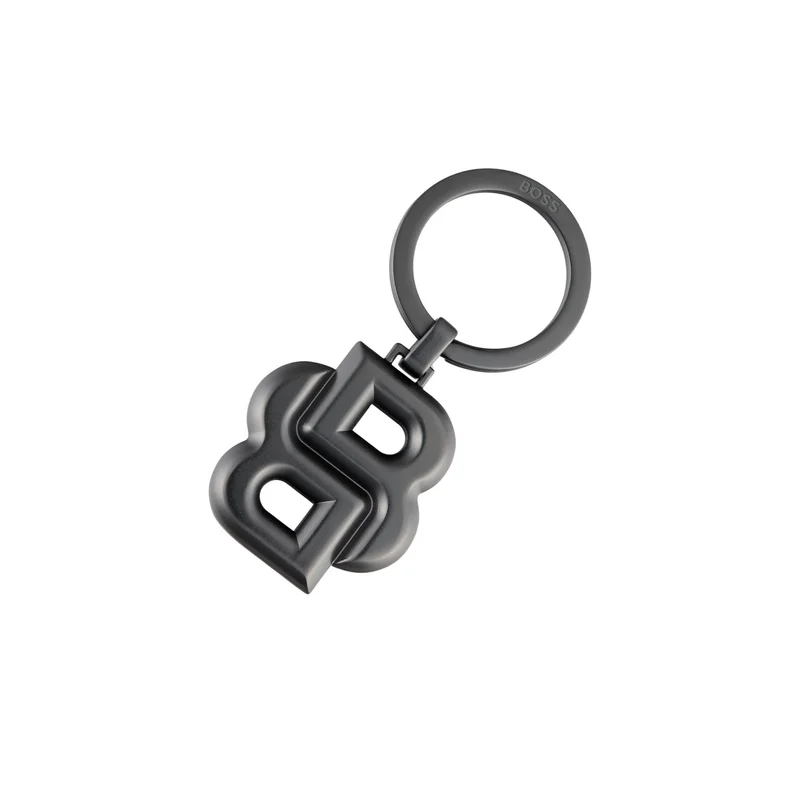 Hugo Boss Ключодържател Double B, тъмносив мат