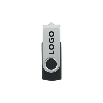 Office 1 USB флаш памет Swivel, USB 2.0, 16 GB, без лого, черна