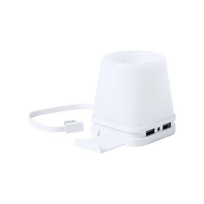 Cool USB хъб Lumeo, 4 порта, с лампа и моливник, бяла основа