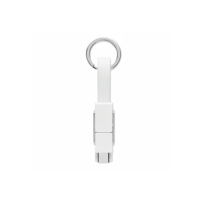 More Than Gifts Ключодържател с кабел Key C, 4 в 1, Type C, Type A, Micro USB, бял