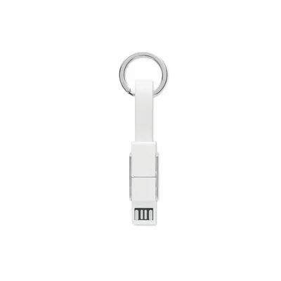 More Than Gifts Ключодържател с кабел Key C, 4 в 1, Type C, Type A, Micro USB, бял