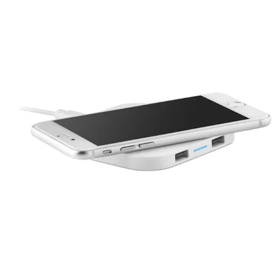 More Than Gifts Безжично зарядно Unipad, с USB хъб 2.0, 2 порта, 5 W, бяло