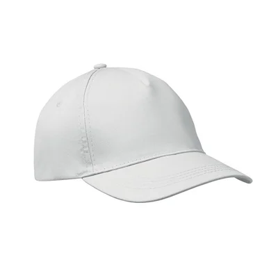 Бейзболна шапка, 5-панелна, детска, памук, 180 g/m2, бяла