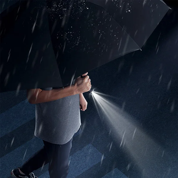 Office 1 Чадър Flashlight, автоматичен, диаметър 102 cm, дръжка-фенер, син
