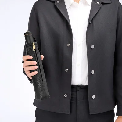 Hugo Boss Чадър Pocket Double B, сгъваем, черно-златист
