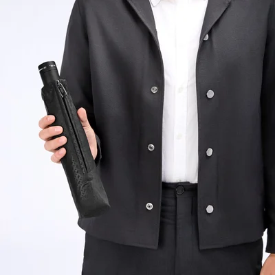 Hugo Boss Чадър Pocket Double B, сгъваем, черно-сив