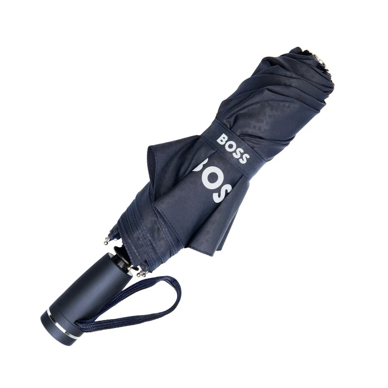 Hugo Boss Чадър Pocket Double B, сгъваем, тъмносин