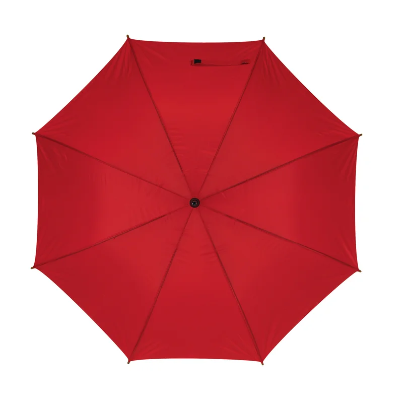 Office 1 Чадър, автоматичен, с извита дървена дръжка, 103 cm, с брандиране, червен, 50 броя
