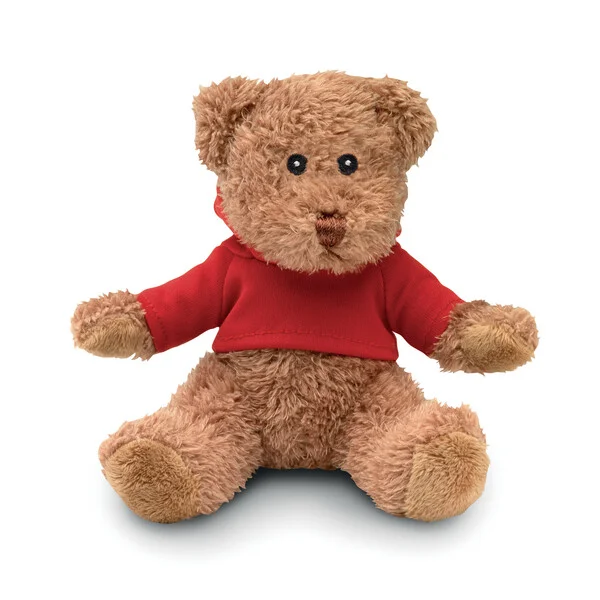 More Than Gifts Плюшена играчка Johnny - Мече, 10 х 13 х 13 cm, с червен суитшърт