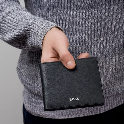 Hugo Boss Портфейл Classic Grained, с капак, черен