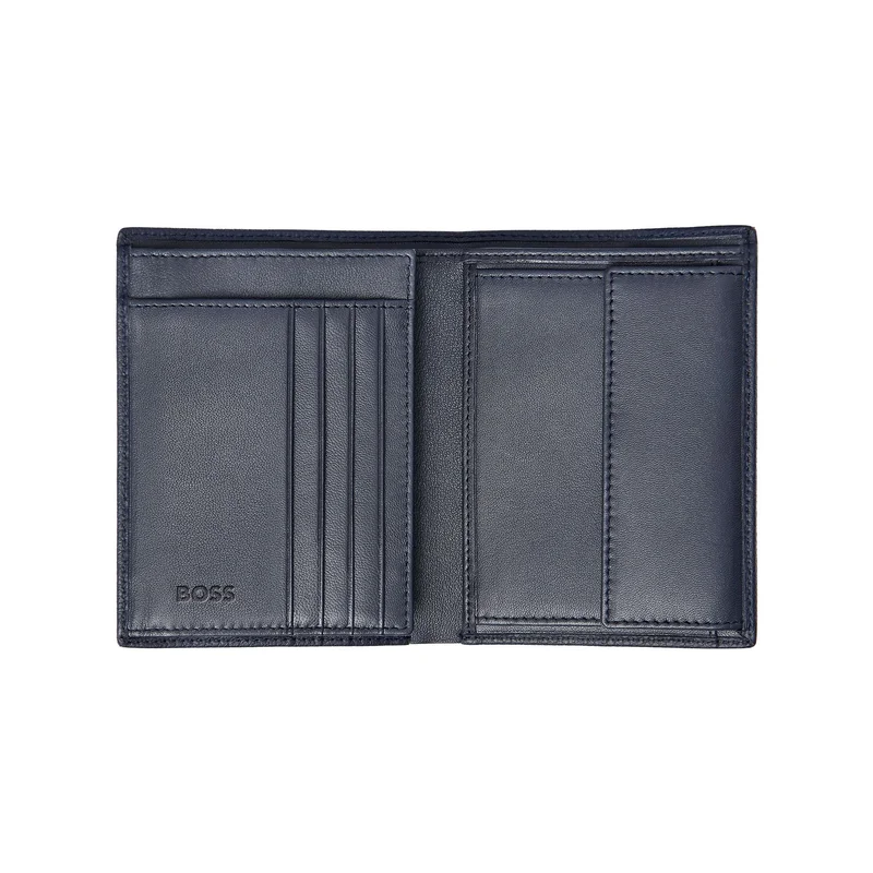 Hugo Boss Портфейл Classic Grained, вертикален, с капак, тъмносин