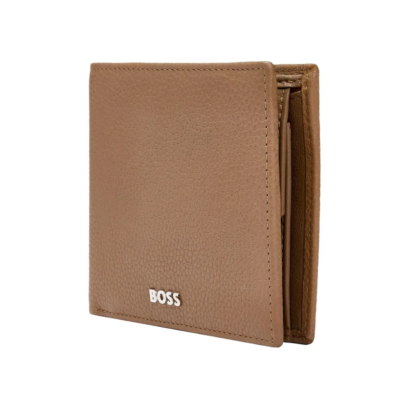 Hugo Boss Портфейл Classic Grained, с капак и отделение за монети, карамел