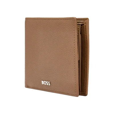 Hugo Boss Портфейл Classic Grained, с капак и отделение за монети, карамел