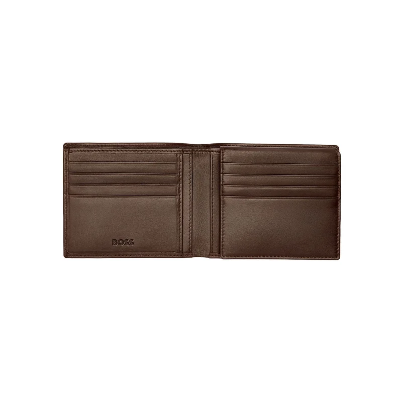 Hugo Boss Портфейл Classic Smooth, с капак, кафяв