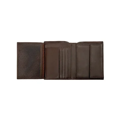 Hugo Boss Портфейл Classic Smooth, вертикален, с капак, кафяв