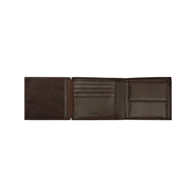 Hugo Boss Портфейл Classic Smooth, с капак и отделение за монети, кафяв