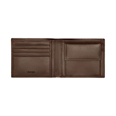 Hugo Boss Портфейл Classic Smooth, с отделение за монети, кафяв