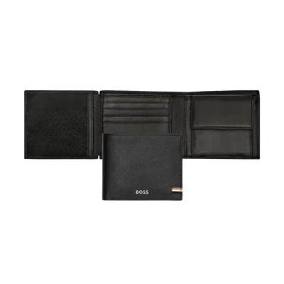 Hugo Boss Портфейл Iconic, с капак и отделение за монети, черен