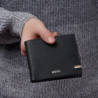 Hugo Boss Портфейл Iconic, с капак и отделение за монети, черен