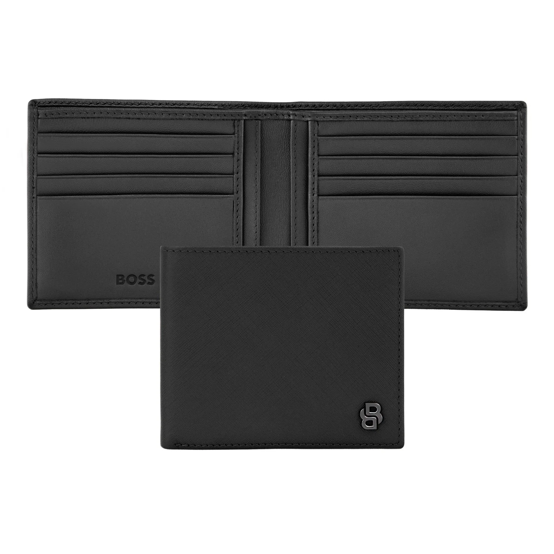 Hugo Boss Портфейл Saffiano Double B, черен