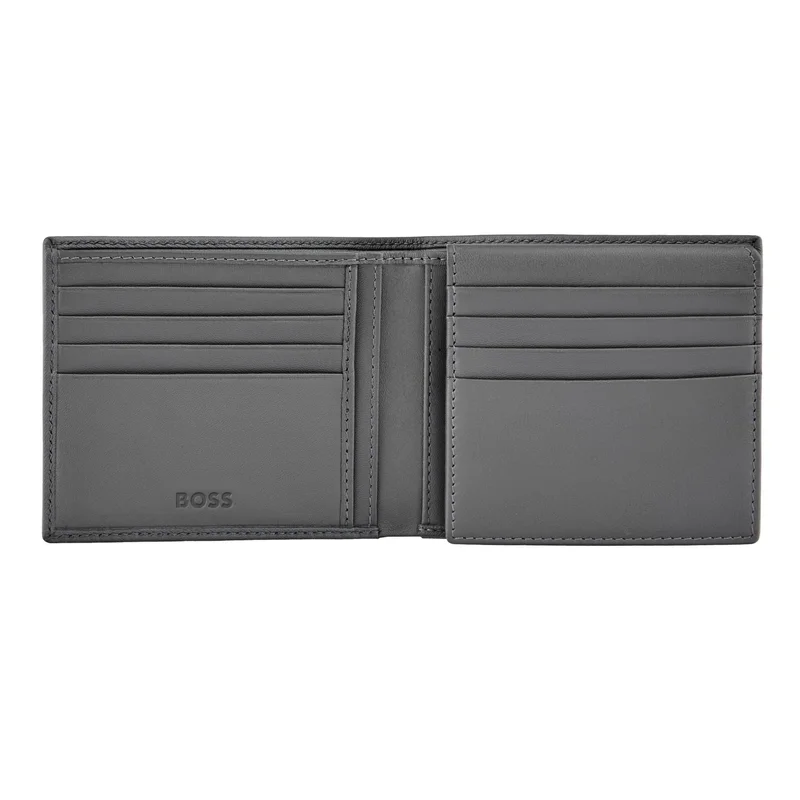 Hugo Boss Портфейл за карти Saffiano Double B, с капак, сив