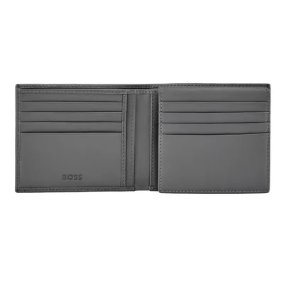 Hugo Boss Портфейл за карти Saffiano Double B, с капак, сив