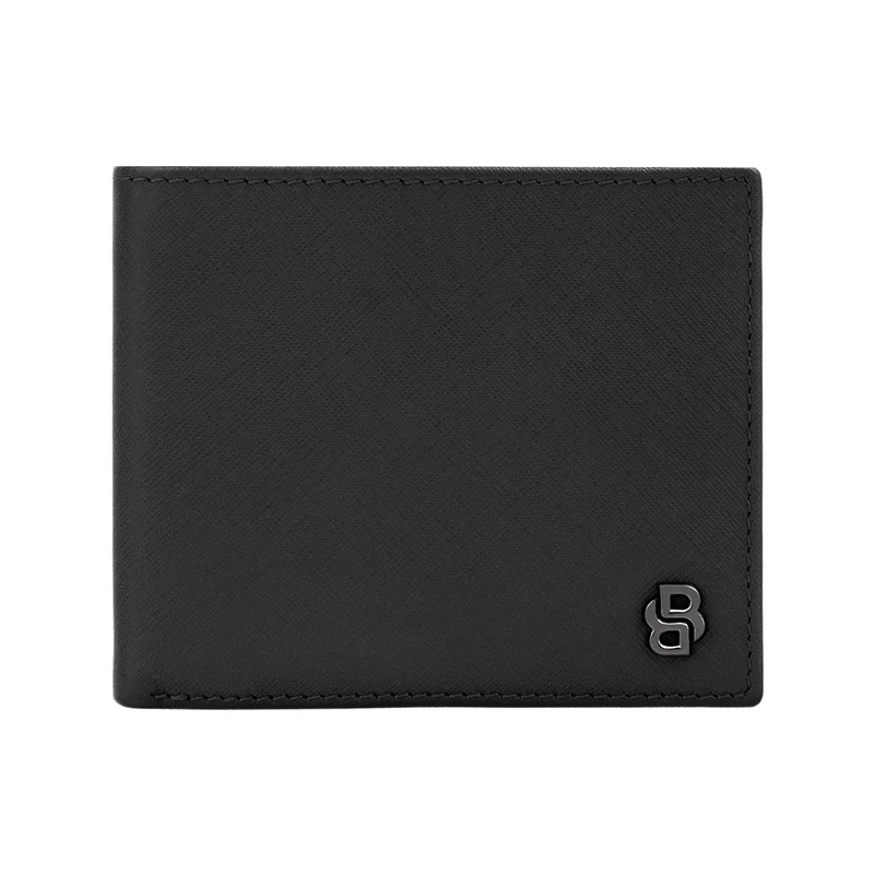 Hugo Boss Портфейл Saffiano Double B, с капак и отделение за монети, черен