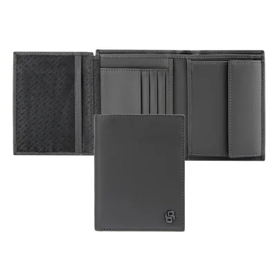 Hugo Boss Портфейл Saffiano, с капак и отделение за монети, сив