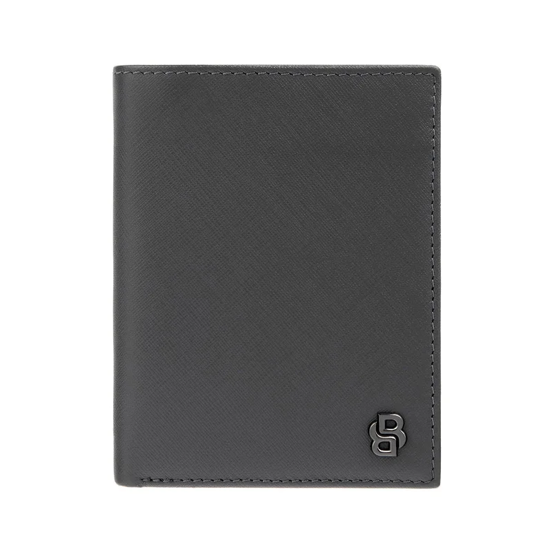 Hugo Boss Портфейл Saffiano, с капак и отделение за монети, сив