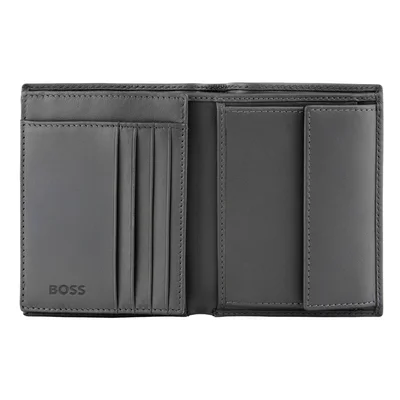 Hugo Boss Портфейл Saffiano, с капак и отделение за монети, сив
