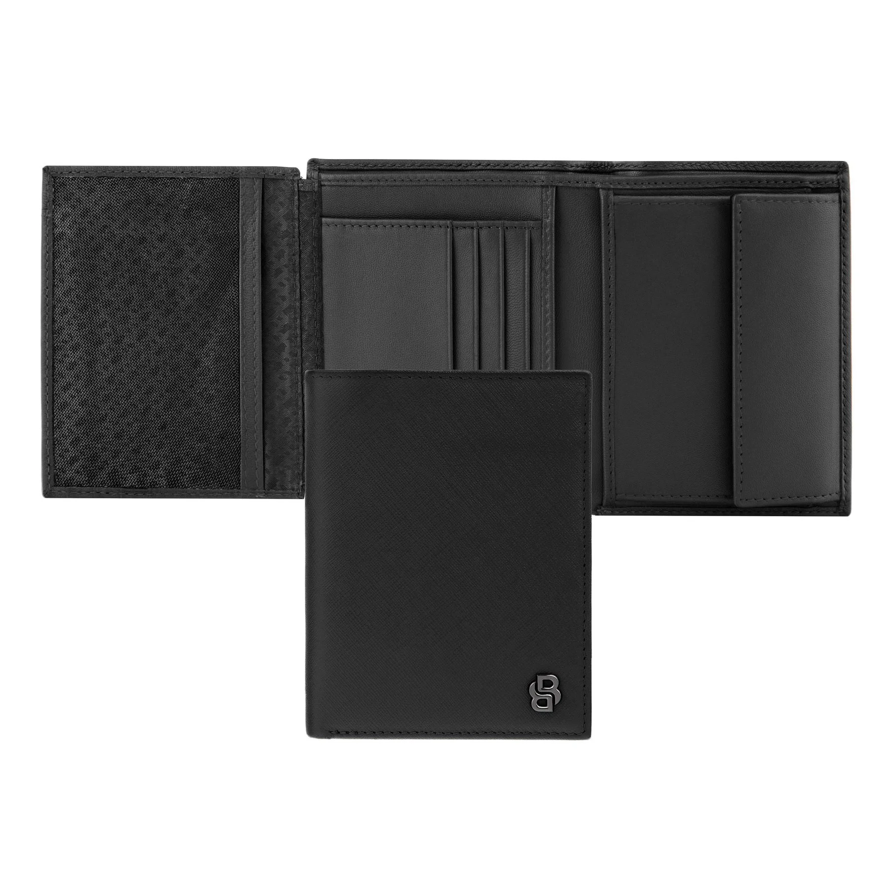 Hugo Boss Портфейл Saffiano, с капак и отделение за монети, черен