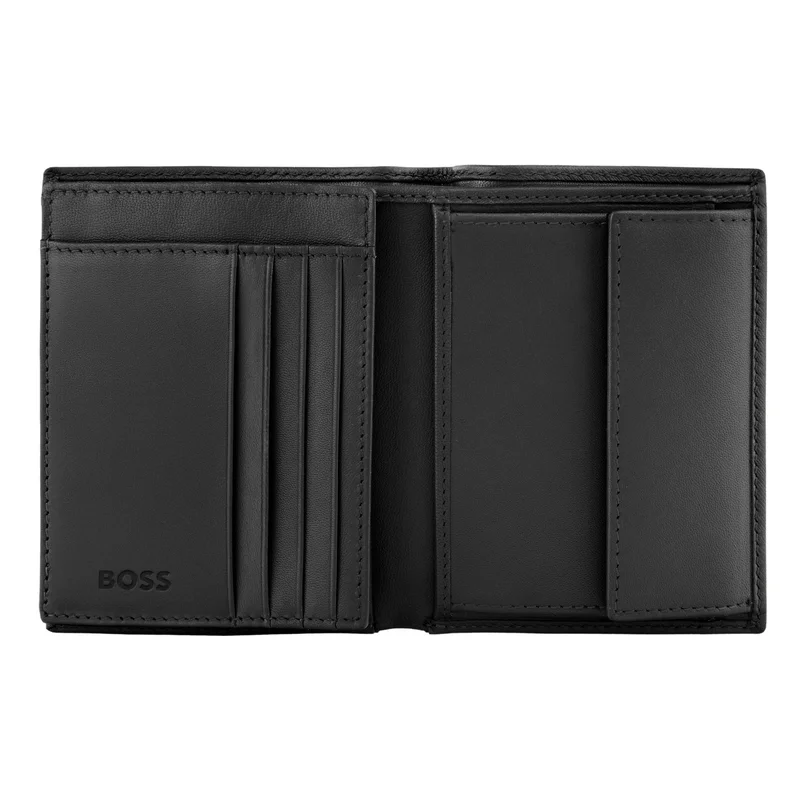 Hugo Boss Портфейл Saffiano, с капак и отделение за монети, черен