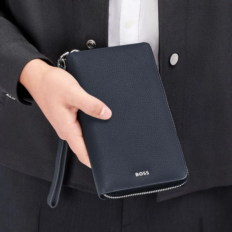 Hugo Boss Портфейл за пътуване Classic Grained, тъмносин