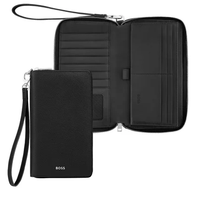 Hugo Boss Портфейл за пътуване Classic Grained, черен