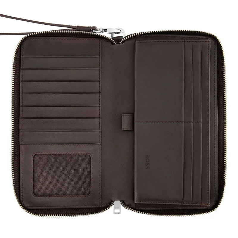 Hugo Boss Портфейл за пътуване Classic Smooth, кафяв