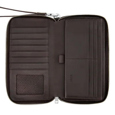 Hugo Boss Портфейл за пътуване Classic Smooth, кафяв