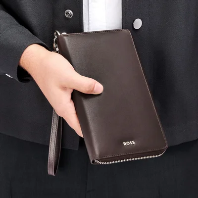 Hugo Boss Портфейл за пътуване Classic Smooth, кафяв