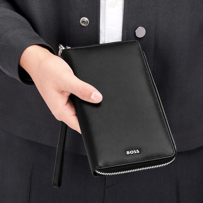 Hugo Boss Портфейл за пътуване Classic Smooth, черен
