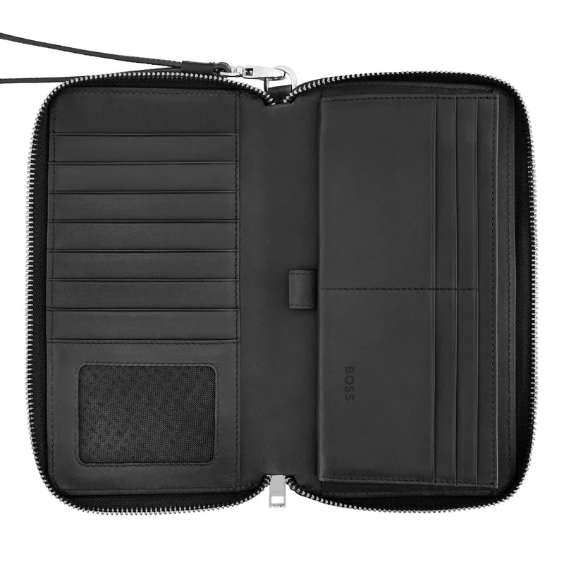 Hugo Boss Портфейл за пътуване Iconic, черен