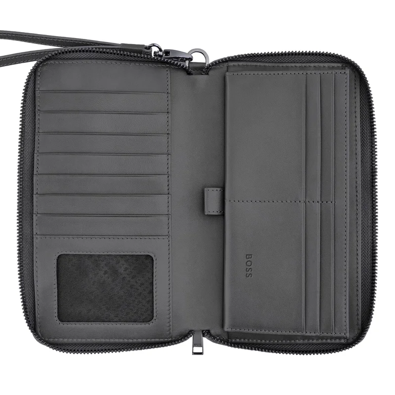 Hugo Boss Портфейл за пътуване Saffiano, сив