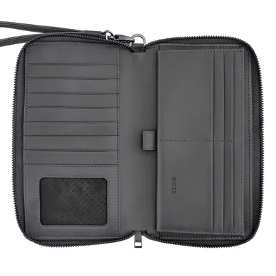 Hugo Boss Портфейл за пътуване Saffiano, сив
