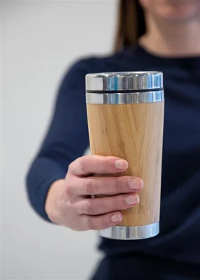 Office 1 Термочаша Sasa, неръждаема стомана и бамбук, 450 ml
