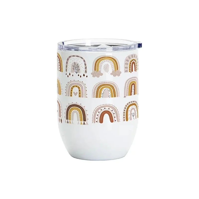 BESTSUB Чаша за вино, с капак, неръждаема стомана, 450 ml, бяла