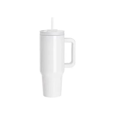 BESTSUB Чаша, с дръжка, сламка и капак, 1200 ml, бяла