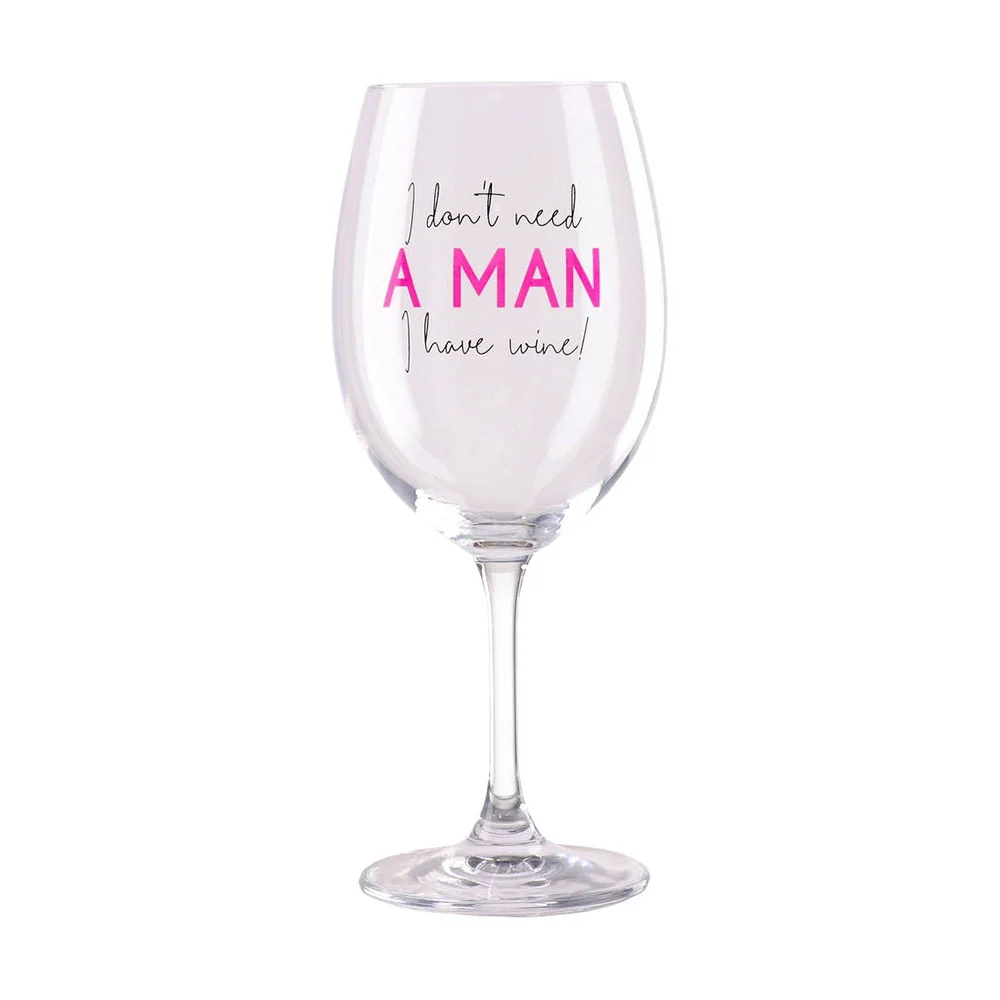 Чаша за вино Takk Mood, I don't need a man, I have wine, стъклена