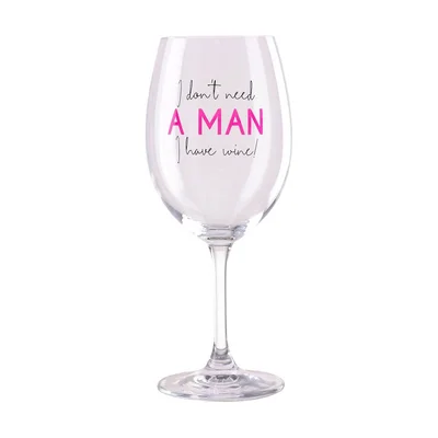 Чаша за вино Takk Mood, I don't need a man, I have wine, стъклена