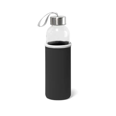Hi!dea Бутилка Raise, стъклена, с черен калъф, 520 ml